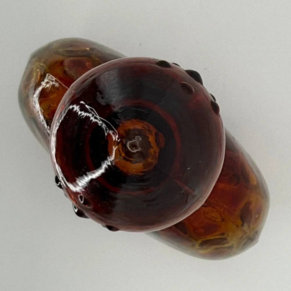 Vintage Amberina Glass Decanter Bottle Stopper Art‎ Glass Handblown Rustic Optic